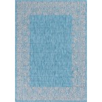 Rug Unique Loom Outdoor Border Aqua Blue Rectangular 8' 0 x 11' 4