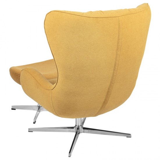Citron Fabric Swivel Wing Chair and Ottoman Set