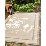 Rug Unique Loom Outdoor Border Brown Rectangular 8' 0 x 11' 4