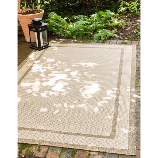 Rug Unique Loom Outdoor Border Brown Rectangular 8' 0 x 11' 4