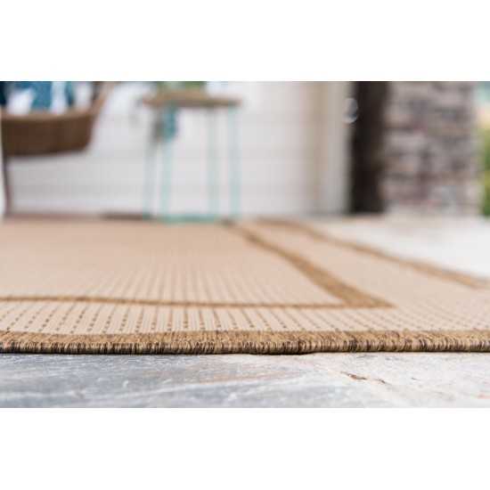 Rug Unique Loom Outdoor Border Brown Rectangular 8' 0 x 11' 4