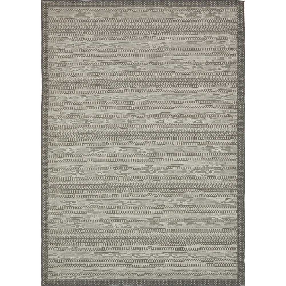 Rug Unique Loom Outdoor Border Gray Rectangular 8' 0 x 11' 4