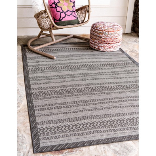 Rug Unique Loom Outdoor Border Gray Rectangular 8' 0 x 11' 4