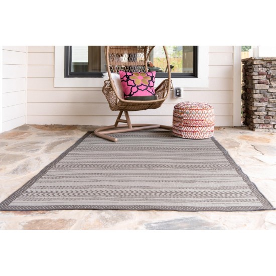 Rug Unique Loom Outdoor Border Gray Rectangular 8' 0 x 11' 4