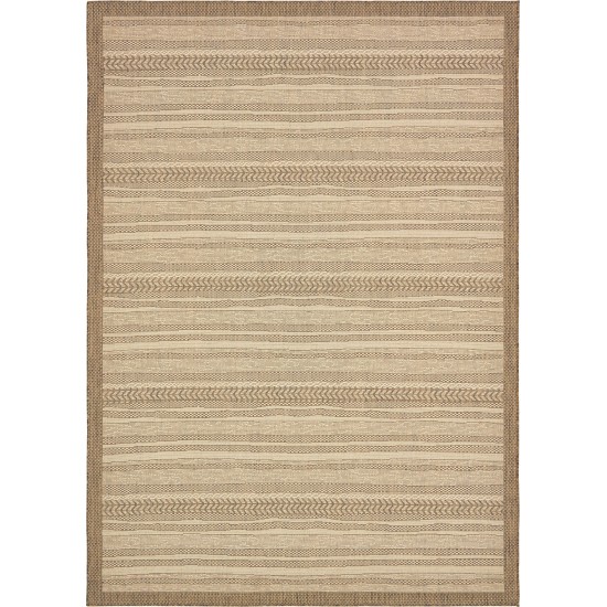 Rug Unique Loom Outdoor Border Brown Rectangular 8' 0 x 11' 4