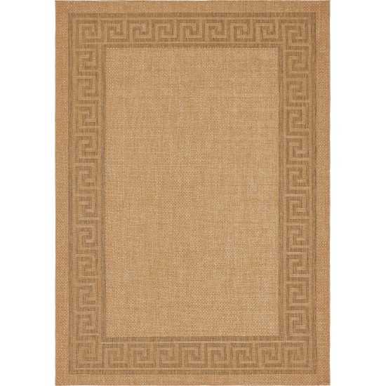 Rug Unique Loom Outdoor Border Light Brown Rectangular 8' 0 x 11' 4