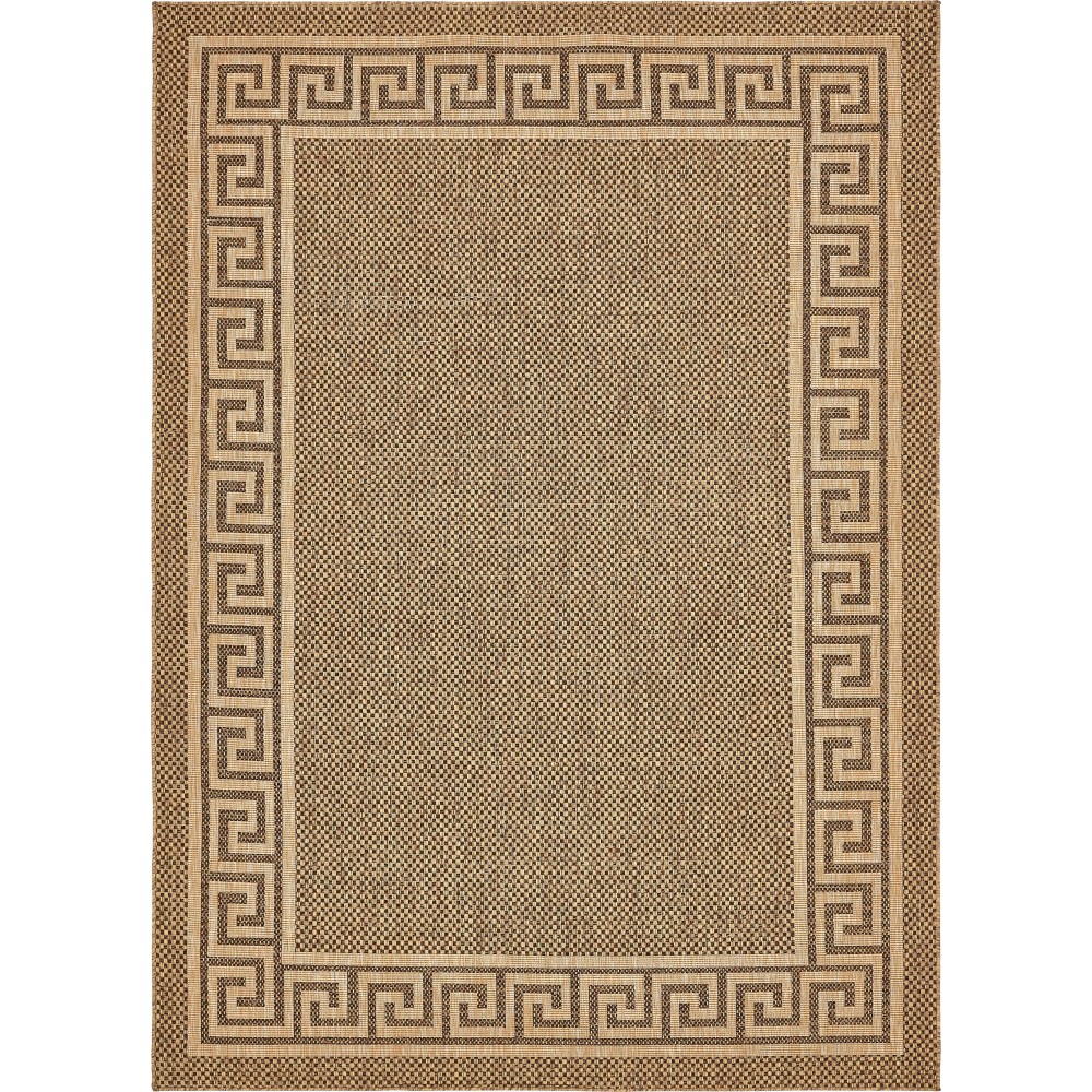 Rug Unique Loom Outdoor Border Brown Rectangular 8' 0 x 11' 4