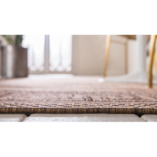 Rug Unique Loom Outdoor Border Brown Rectangular 8' 0 x 11' 4