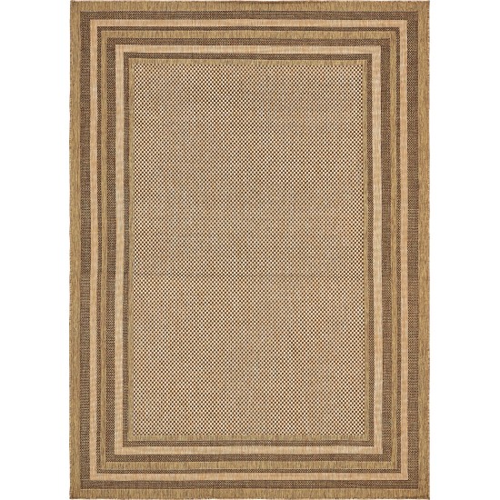 Rug Unique Loom Outdoor Border Brown Rectangular 8' 0 x 11' 4