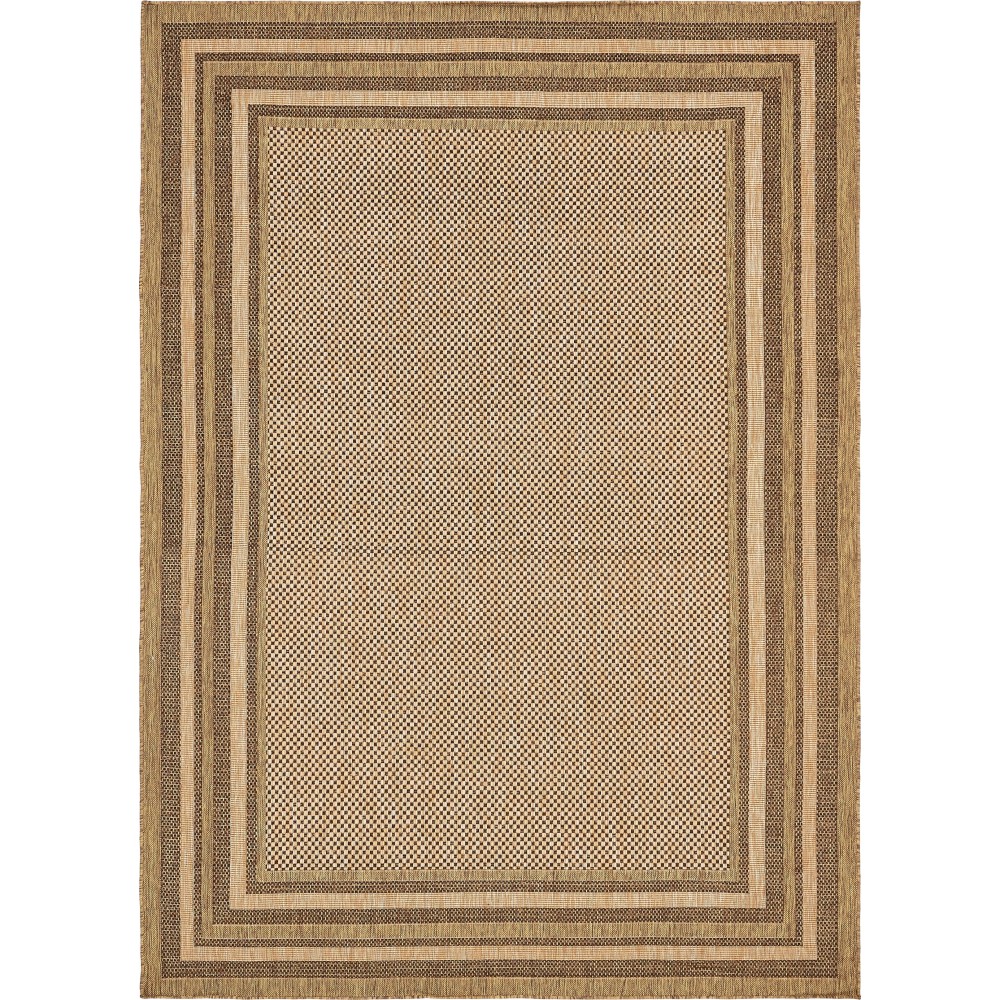 Rug Unique Loom Outdoor Border Brown Rectangular 8' 0 x 11' 4