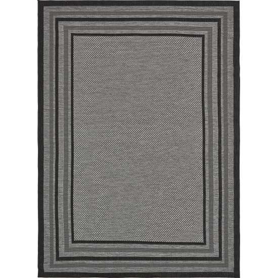 Rug Unique Loom Outdoor Border Gray Rectangular 8' 0 x 11' 4