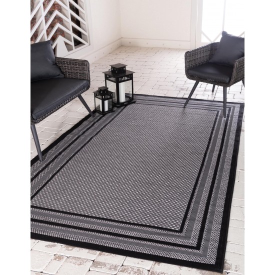 Rug Unique Loom Outdoor Border Gray Rectangular 8' 0 x 11' 4