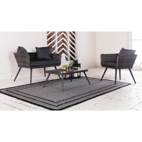 Rug Unique Loom Outdoor Border Gray Rectangular 8' 0 x 11' 4
