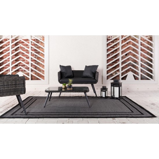 Rug Unique Loom Outdoor Border Gray Rectangular 8' 0 x 11' 4