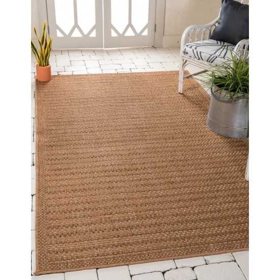 Rug Unique Loom Outdoor Border Light Brown Rectangular 8' 0 x 11' 4