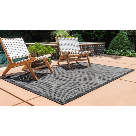 Rug Unique Loom Outdoor Border Gray Rectangular 8' 0 x 11' 4