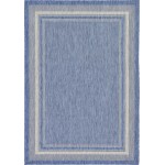 Rug Unique Loom Outdoor Border Blue Rectangular 7' 0 x 10' 0
