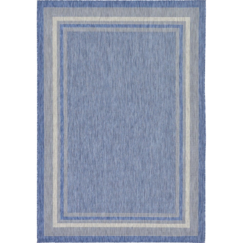 Rug Unique Loom Outdoor Border Blue Rectangular 7' 0 x 10' 0 Rug Unique Loom Outdoor Border Blue Rectangular 7' 0 x 10' 0
