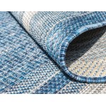 Rug Unique Loom Outdoor Border Blue Rectangular 7' 0 x 10' 0