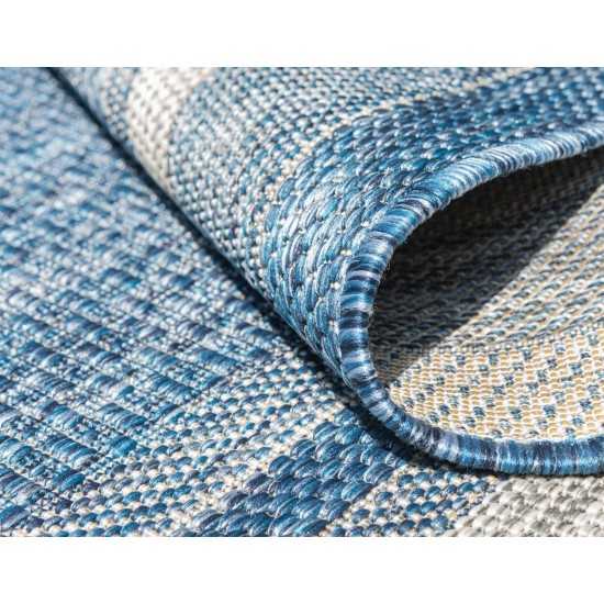 Rug Unique Loom Outdoor Border Blue Rectangular 7' 0 x 10' 0
