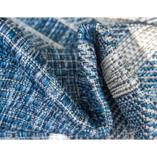 Rug Unique Loom Outdoor Border Blue Rectangular 7' 0 x 10' 0