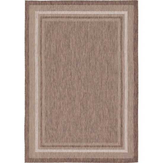 Rug Unique Loom Outdoor Border Brown Rectangular 7' 0 x 10' 0