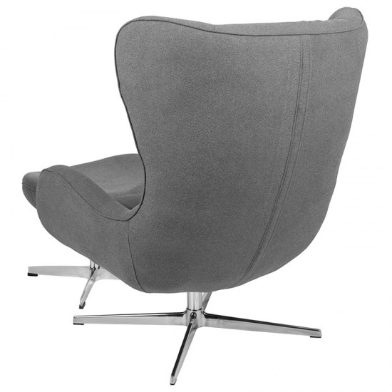 Gray Fabric Swivel Wing Chair and Ottoman Set