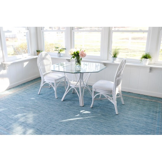 Rug Unique Loom Outdoor Border Aquamarine Rectangular 7' 0 x 10' 0