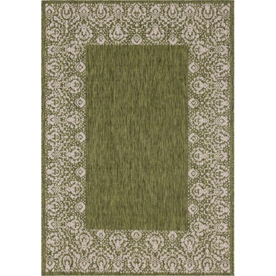 Rug Unique Loom Outdoor Border Green Rectangular 7' 0 x 10' 0