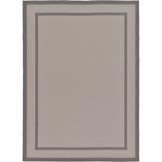 Rug Unique Loom Outdoor Border Gray Rectangular 7' 0 x 10' 0