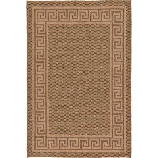 Rug Unique Loom Outdoor Border Brown Rectangular 7' 0 x 10' 0