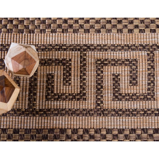 Rug Unique Loom Outdoor Border Brown Rectangular 7' 0 x 10' 0