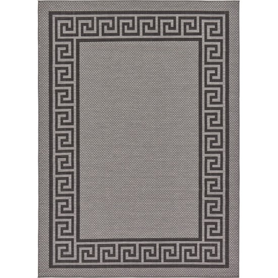 Rug Unique Loom Outdoor Border Gray Rectangular 7' 0 x 10' 0