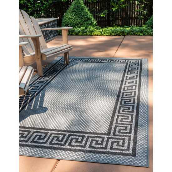 Rug Unique Loom Outdoor Border Gray Rectangular 7' 0 x 10' 0