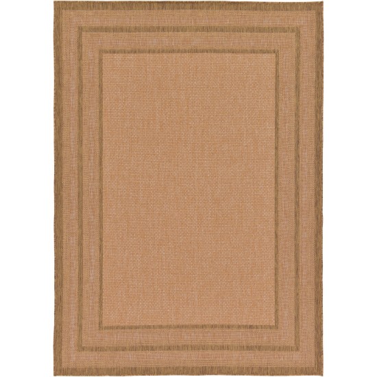 Rug Unique Loom Outdoor Border Light Brown Rectangular 7' 0 x 10' 0