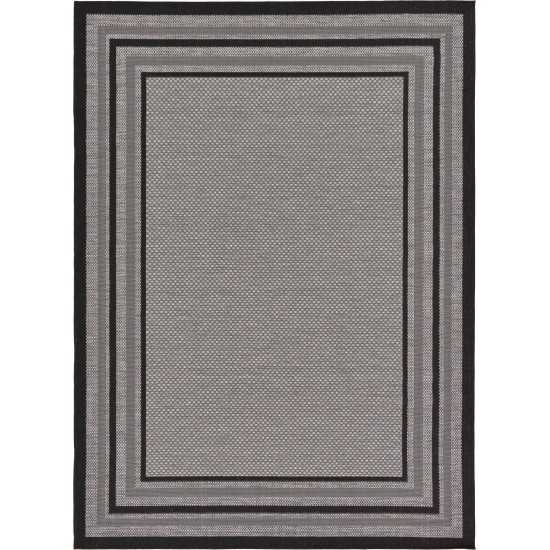 Rug Unique Loom Outdoor Border Gray Rectangular 7' 0 x 10' 0