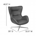 Gray LeatherSoft Swivel Wing Chair and Ottoman Set