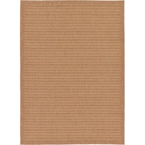 Rug Unique Loom Outdoor Border Light Brown Rectangular 7' 0 x 10' 0