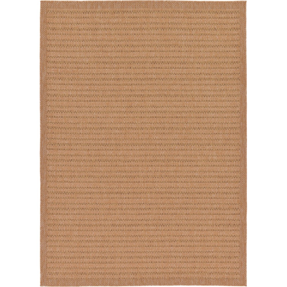 Rug Unique Loom Outdoor Border Light Brown Rectangular 7' 0 x 10' 0