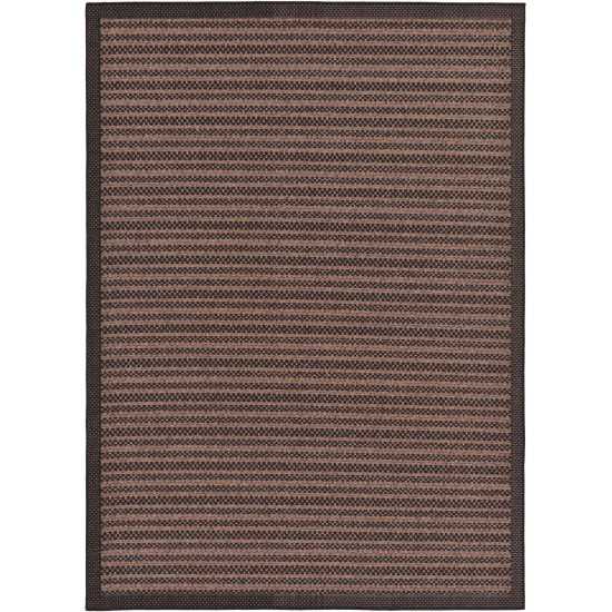 Rug Unique Loom Outdoor Border Black Rectangular 7' 0 x 10' 0