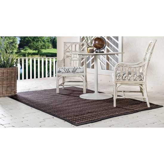 Rug Unique Loom Outdoor Border Black Rectangular 7' 0 x 10' 0