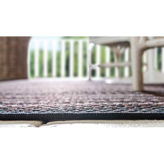 Rug Unique Loom Outdoor Border Black Rectangular 7' 0 x 10' 0