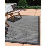Rug Unique Loom Outdoor Border Gray Rectangular 7' 0 x 10' 0