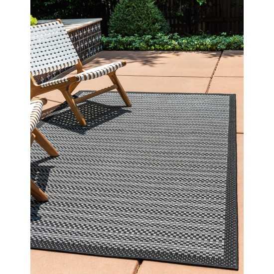 Rug Unique Loom Outdoor Border Gray Rectangular 7' 0 x 10' 0