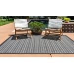 Rug Unique Loom Outdoor Border Gray Rectangular 7' 0 x 10' 0