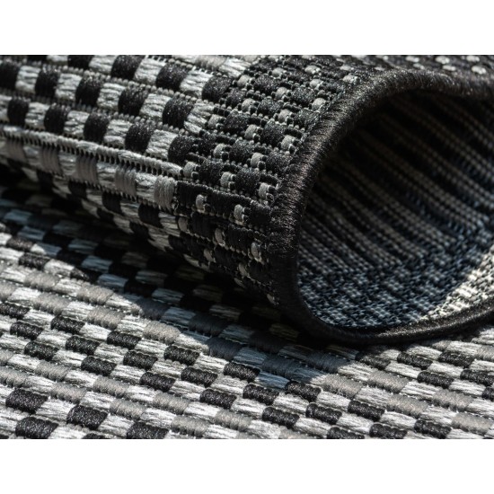 Rug Unique Loom Outdoor Border Gray Rectangular 7' 0 x 10' 0
