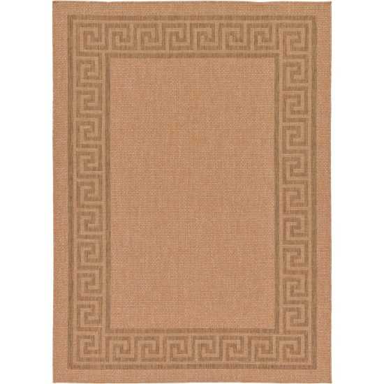 Rug Unique Loom Outdoor Border Light Brown Rectangular 7' 0 x 9' 7