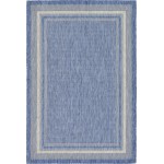 Rug Unique Loom Outdoor Border Blue Rectangular 6' 0 x 9' 0