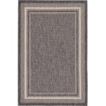 Rug Unique Loom Outdoor Border Black Rectangular 6' 0 x 9' 0