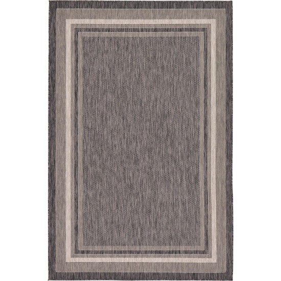 Rug Unique Loom Outdoor Border Black Rectangular 6' 0 x 9' 0